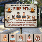 Fire Pit, Music Notes, Couple & Dogs, Personalized Dog Breeds Metal Sign, Gifts For Dog Lovers, Outdoor Decor