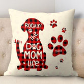 Rocking The Dog Mom Life Plaid Personalized Pillow P-PT804