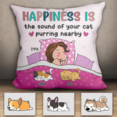 Happiness Is The Sound Of Your Cats Purring Nearby Personalized Pillow P-NB1708