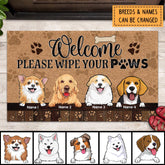 Welcome, Please Wipe Your Paws, Dog Paw With Brown Background, Personalized Dog Lovers Doormat