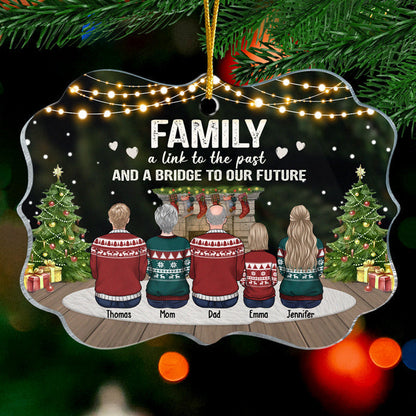Family Where Love Never Ends - Family Personalized Custom Ornament - Acrylic Benelux Shaped - Christmas Gift For Family Members