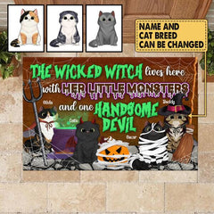 The Wicked Witch Lives Here Halloween Style - Personalized Doormat