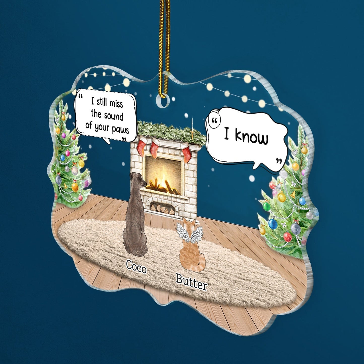 They Still Talk About You Cozy House - Memorial Christmas Gift For Pet Lovers - Personalized Medallion Acrylic Ornament