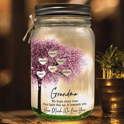 It Reminds You How Much We Love You - Family Personalized Custom Mason Jar Light - Gift For Mom, Grandma