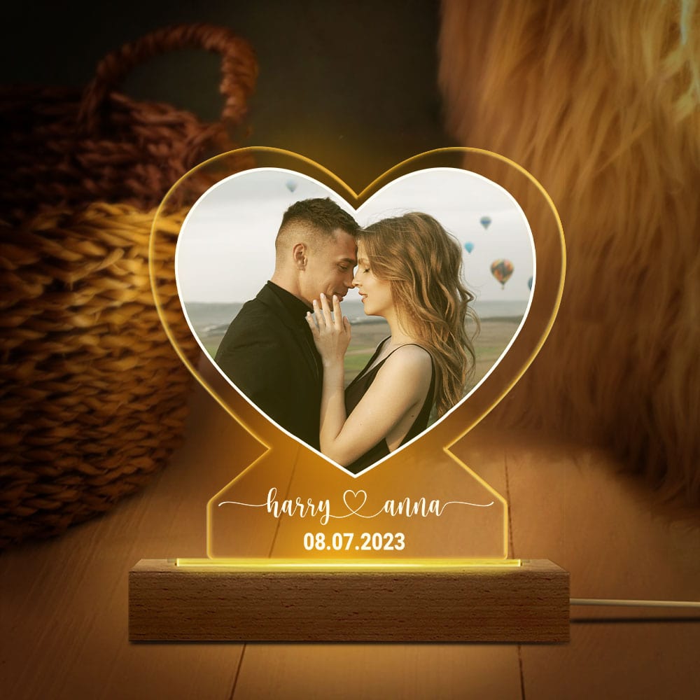 Custom Photo Anniversary Gift For Boyfriend And Girlfriend Acrylic Plaque LED Night Light DA199 890177