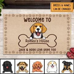 Welcome To My House The Humans Just Live Here Too, Dog & Bone, Welcome Doormat, Personalized Dog Breeds Doormat
